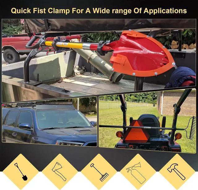 Alt view image 2 of 7 - Quick-Release Rubber Clamps Mount Off-Road Shovel Mount Mini Clamps Fits 1-1/5''-1-3/5'' Diameter Tool Compatible With Race Car Trailers Boats Trains Vans 13PCS
