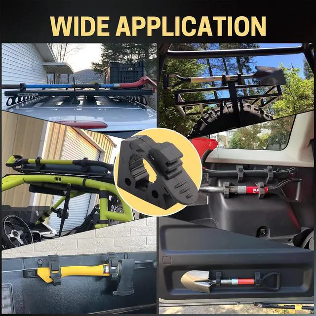 Alt view image 3 of 7 - Quick-Release Rubber Clamps Mount Off-Road Shovel Mount Mini Clamps Fits 1-1/5''-1-3/5'' Diameter Tool Compatible With Race Car Trailers Boats Trains Vans 13PCS