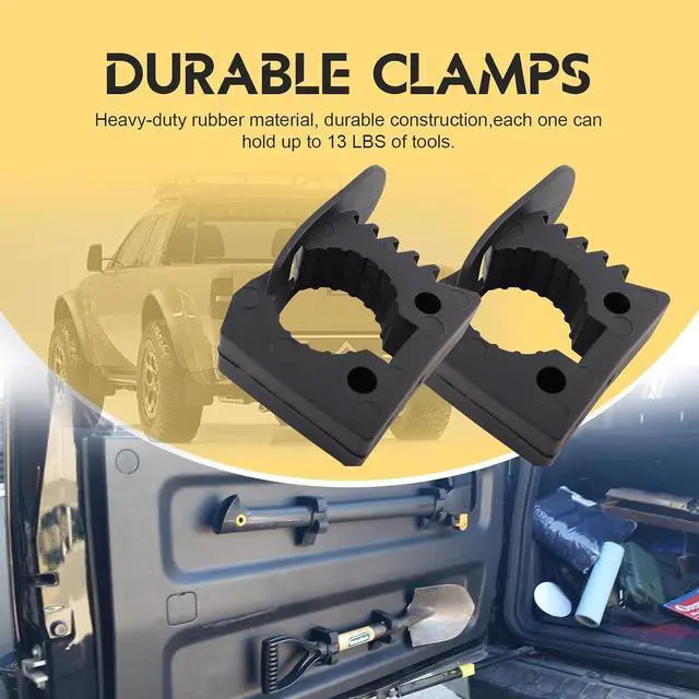 Alt view image 5 of 7 - Quick-Release Rubber Clamps Mount Off-Road Shovel Mount Mini Clamps Fits 1-1/5''-1-3/5'' Diameter Tool Compatible With Race Car Trailers Boats Trains Vans 13PCS