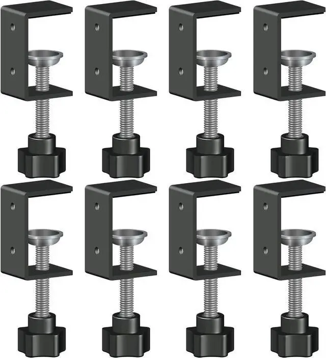 Main image of 8-Pack 1 Inch Heavy Duty Mini C Clamps, Black Metal Desk Clamps with 0-1.38 Inch Clamping Capacity - Perfect For Workbenches, Diy Projects & Crafting(parallel clamps)