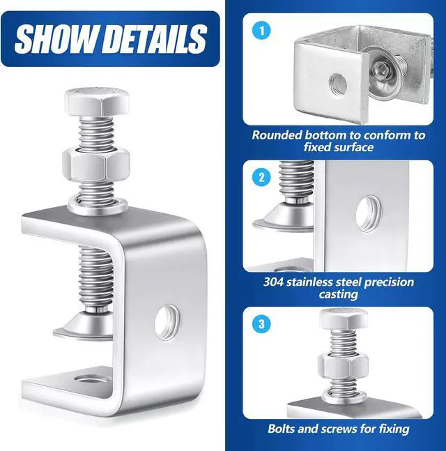 Alt view image 3 of 7 - 40 Pcs Stainless Steel C Clamps Heavy Duty 1 3/16 Inch Mini Clamp with Stable Wide Jaw Opening Small Screw Clamps for Metal Working Mounting Woodworking