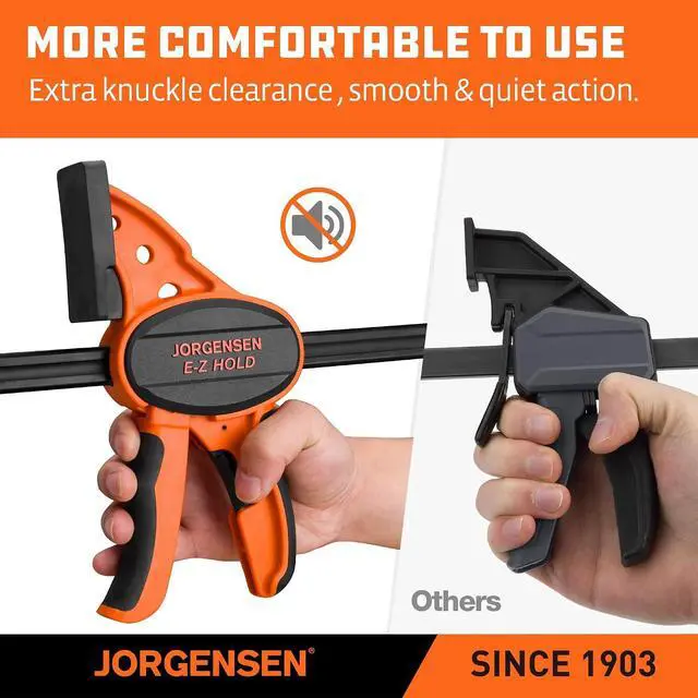 Alt view image 5 of 7 - E-Z Hold 300LBS Medium Duty Clamps, 12 Inch 2-Pack Expandable Clamp/Spreader, One Hand Bar Clamps, Trigger Clamp, Bar Clamps for Woodworking