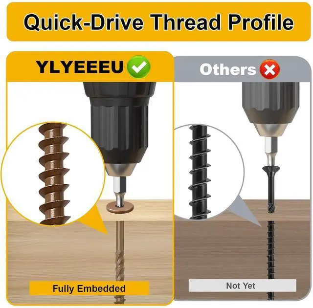 Alt view image 2 of 7 - Wood Screws #14 x 10 Inch, 54Pcs Structural Deck Screws with Upgraded Thread, Heavy Duty Construction Lag Screws, Rust Resistant Outdoor Exterior Wood Long Screw, Torx Drive, T30 Star Bit Included