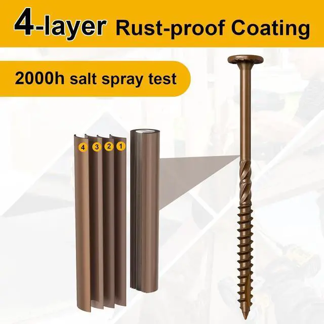 Alt view image 5 of 7 - Wood Screws #14 x 10 Inch, 54Pcs Structural Deck Screws with Upgraded Thread, Heavy Duty Construction Lag Screws, Rust Resistant Outdoor Exterior Wood Long Screw, Torx Drive, T30 Star Bit Included