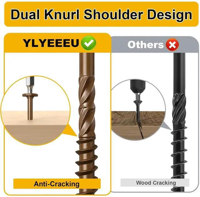 Alt view image 6 of 7 - Wood Screws #14 x 10 Inch, 54Pcs Structural Deck Screws with Upgraded Thread, Heavy Duty Construction Lag Screws, Rust Resistant Outdoor Exterior Wood Long Screw, Torx Drive, T30 Star Bit Included