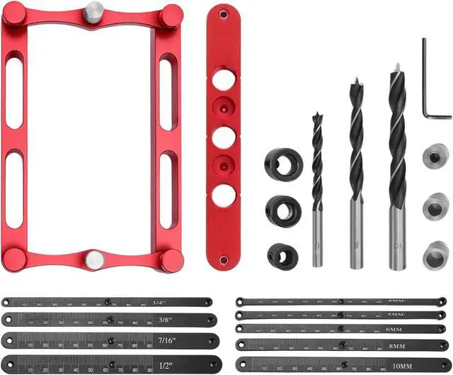 Alt view image 2 of 7 - Positioner Locator Tool Dowel Jig Woodworking Joinery Hole Drill GuideCenter Finder Gauge with Self Centering Interchangeable RodsWoodworking Marking Gauge for Precise Mortise and Tenon Jig