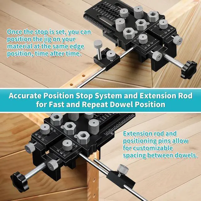 Alt view image 4 of 7 - Dowel Jig Kit for Perfect Wood Joints, Self Centering Doweling Jig with 1/4 3/8 1/2 Drill Bushings & Bits, Woodworking Hole Drilling Guide for Cabinet Furniture DIY