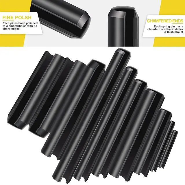 Alt view image 4 of 7 - 450 Pcs Split Roll Pin Assortment Set with Storage Case M2 M2 M3 M4 M5 M6 M2 M7 M8 M9 M10 Slotted Spring Steel Pins Black Dowel Tension Roll Pin for Home Improvement Automotive Machine Repair Tool