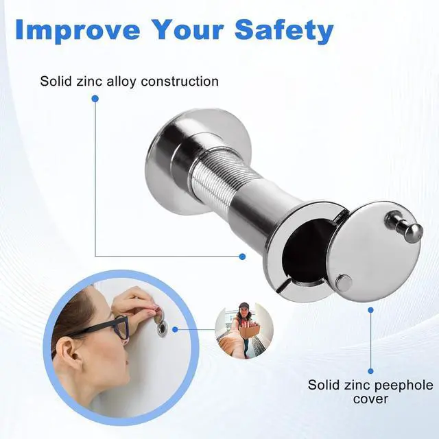 Alt view image 4 of 7 - Door Viewer,10Pcs Zinc Alloy 220 Degree Wide Viewing Angle Door Peep Holes Door Peephole with Heavy Duty Privacy Cover for 35mm-55mm Thickness Doors