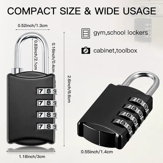 Alt view image 2 of 7 - 40 Pcs 4 Digit Combination Locks Combination Padlock Luggage Number Locks Outdoor Waterproof Resettable Padlock for Door Traveling School Gym Locker Suitcases Employee Hasp Storage