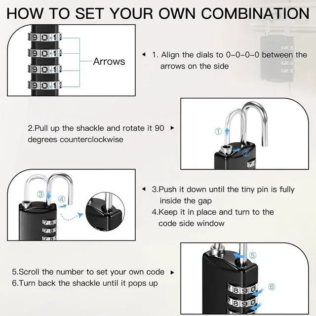 Alt view image 4 of 7 - 40 Pcs 4 Digit Combination Locks Combination Padlock Luggage Number Locks Outdoor Waterproof Resettable Padlock for Door Traveling School Gym Locker Suitcases Employee Hasp Storage