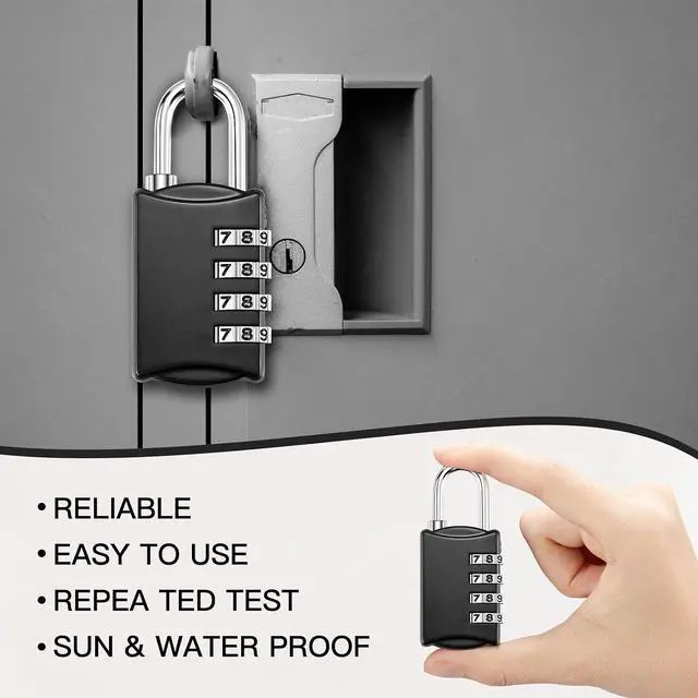 Alt view image 5 of 7 - 40 Pcs 4 Digit Combination Locks Combination Padlock Luggage Number Locks Outdoor Waterproof Resettable Padlock for Door Traveling School Gym Locker Suitcases Employee Hasp Storage