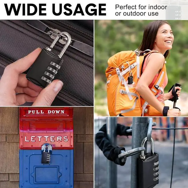 Alt view image 7 of 7 - 40 Pcs 4 Digit Combination Locks Combination Padlock Luggage Number Locks Outdoor Waterproof Resettable Padlock for Door Traveling School Gym Locker Suitcases Employee Hasp Storage