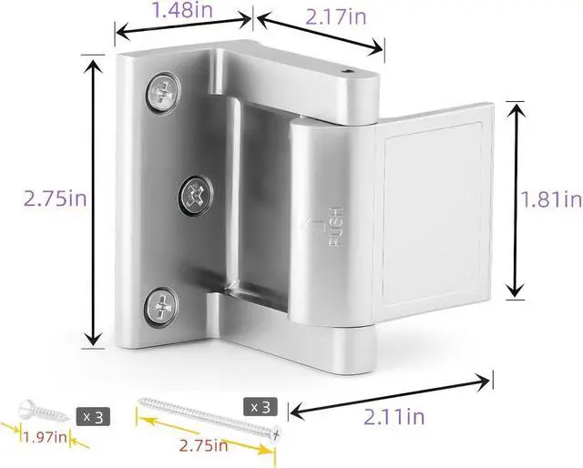 Alt view image 2 of 7 - Door Lock Reinforcer Privacy Door Latch forHotel Security Door Lock Privacy Door Latch for in-Swinging Doors Extra High Home Door Security Lock (4 Pack)