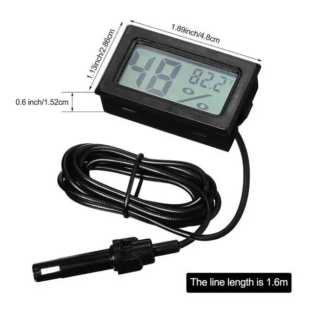 Alt view image 2 of 6 - Mini Digital Temperature Humidity Meters Gauge with Probe Gauge LCD Fahrenheit Display Thermometer Hygrometer for Incubator Reptile Plant Greenhouse Chicken Coop Garden(Black, 24 Pieces)