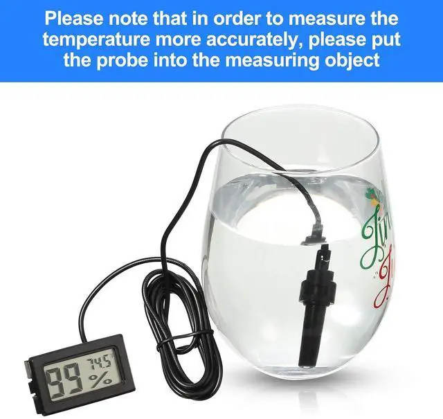 Alt view image 4 of 6 - Mini Digital Temperature Humidity Meters Gauge with Probe Gauge LCD Fahrenheit Display Thermometer Hygrometer for Incubator Reptile Plant Greenhouse Chicken Coop Garden(Black, 24 Pieces)