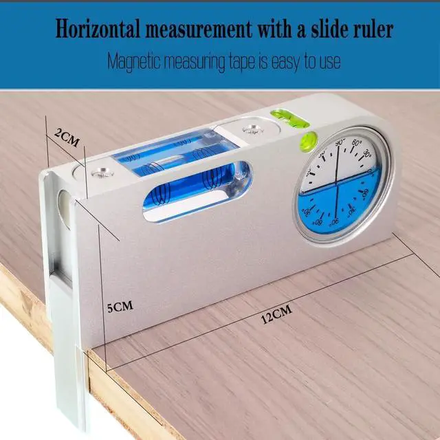 Alt view image 3 of 7 - Solid aluminum alloy small level ruler tilt angle measurement portable mini adjustable horizontal bubble magnetic universal bubble (blueblue)