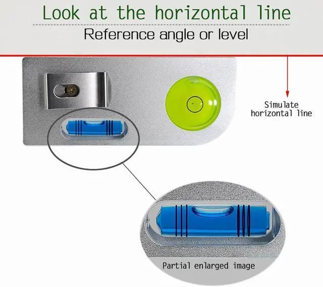 Alt view image 4 of 7 - Solid aluminum alloy small level ruler tilt angle measurement portable mini adjustable horizontal bubble magnetic universal bubble (blueblue)