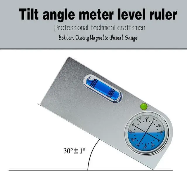 Alt view image 5 of 7 - Solid aluminum alloy small level ruler tilt angle measurement portable mini adjustable horizontal bubble magnetic universal bubble (blueblue)