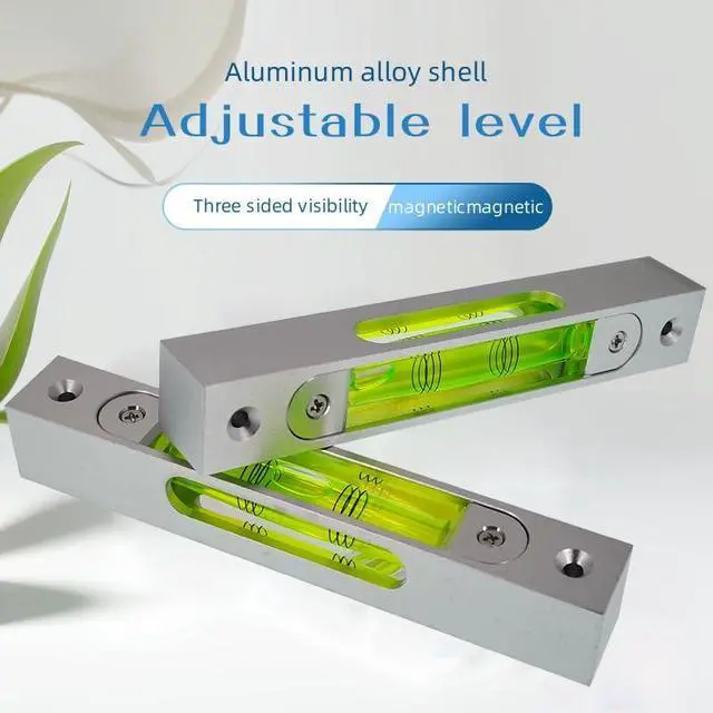 Alt view image 6 of 6 - High precision aluminum alloy metal adjustable level bubble small square bar luminous magnetic length 150 hole pitch 130MM