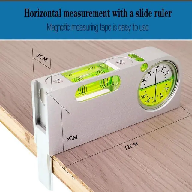 Alt view image 2 of 7 - Solid aluminum alloy small level ruler tilt angle measurement portable mini adjustable horizontal bubble magnetic function universal bubble (120 * 50 * 20mm)