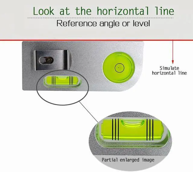 Alt view image 6 of 7 - Solid aluminum alloy small level ruler tilt angle measurement portable mini adjustable horizontal bubble magnetic function universal bubble (120 * 50 * 20mm)