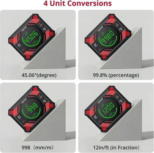 Alt view image 3 of 7 - 4x90/2x180°(0.01°) Digital Angle Finder with Dual Laser Digital Angle Gauge with Bottom and Back Magnetic Rechargeable Inclinometer with Digital Level Bubble (Class 2 Laser, <1mW Power Output)