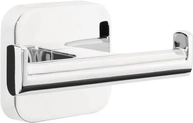 Main image of ELEGAANT Double Robe Hook - Self-Adhesive Bathrobe Hook in Stainless-Steel Design - Wall-Mounted Dressing Gown Holder - Waterproof, incl. Power.Kit Adhesive Solution - 50mm x 80mm x 43mm