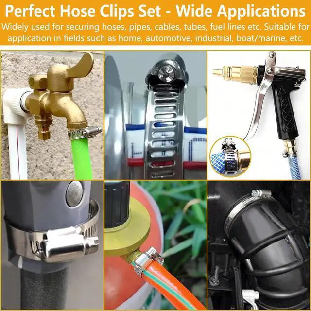 Alt view image 6 of 6 - 70 Pack Stainless Steel Hose Clamp Adjustable Assortment Kit, 8-64mm Worm Gear Drive Hose Clamps Metal Fuel Line Pipe Clamps for Plumbing, Tube, Mechanical, Automotive, Garden and Home Applications