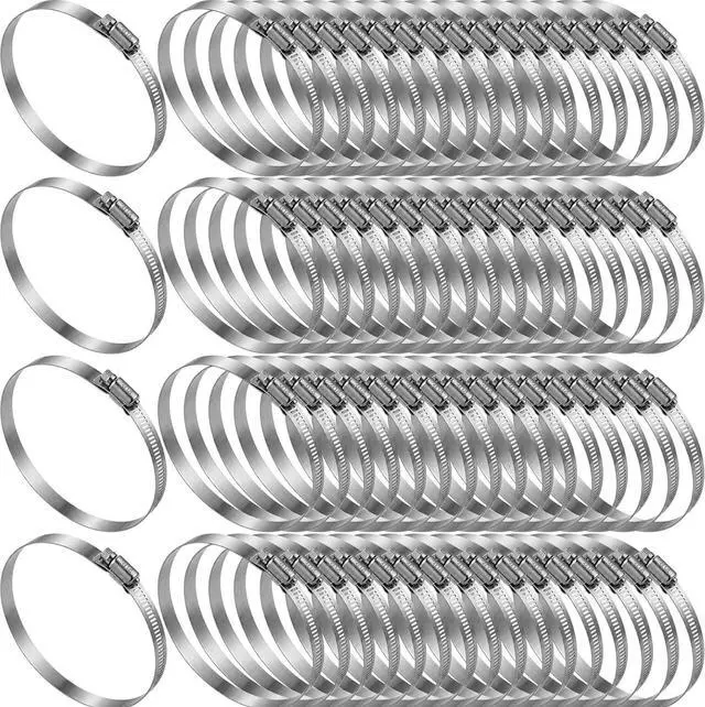 Main image of 50 Pack 2.5 Inch Stainless Steel Hose Clamps Adjustable 1-13/16" to 2-3/4" 46-70 mm Worm Gear Clamps Duct Clamp for Automotive Fuel Line Air Duct Dryer Vent Plumbing Industrial Use