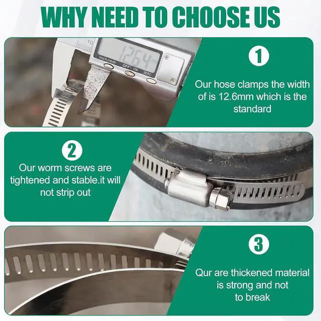 Alt view image 6 of 7 - 50 Pack 2.5 Inch Stainless Steel Hose Clamps Adjustable 1-13/16" to 2-3/4" 46-70 mm Worm Gear Clamps Duct Clamp for Automotive Fuel Line Air Duct Dryer Vent Plumbing Industrial Use
