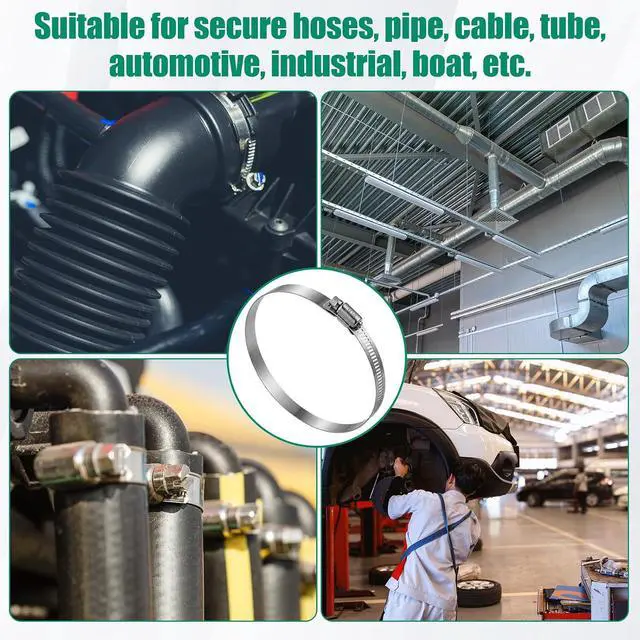Alt view image 7 of 7 - 50 Pack 2.5 Inch Stainless Steel Hose Clamps Adjustable 1-13/16" to 2-3/4" 46-70 mm Worm Gear Clamps Duct Clamp for Automotive Fuel Line Air Duct Dryer Vent Plumbing Industrial Use