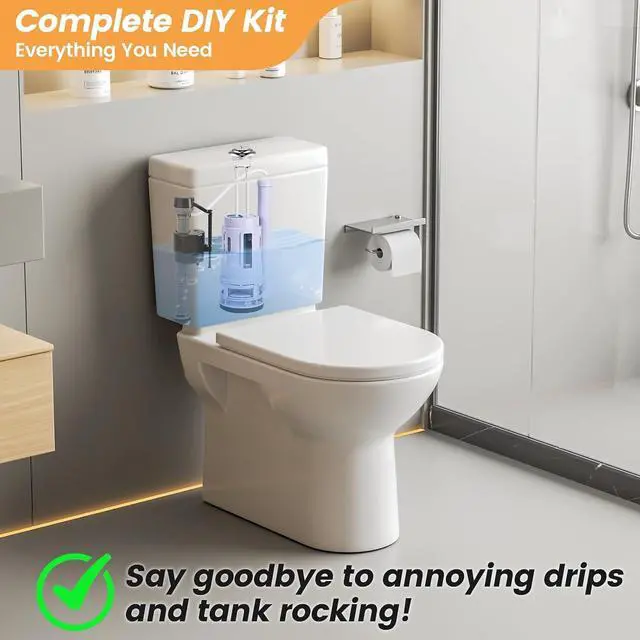 Alt view image 2 of 7 - 3-Inch Dual Flush Valve Replacement Kit for 2-Piece Toilets, Universal Toilet Repair Kit with Push Button, Fill Valve, Gasket & Bolts,Compatible with Glacier Bay, Kohler, American Standard, and Toto