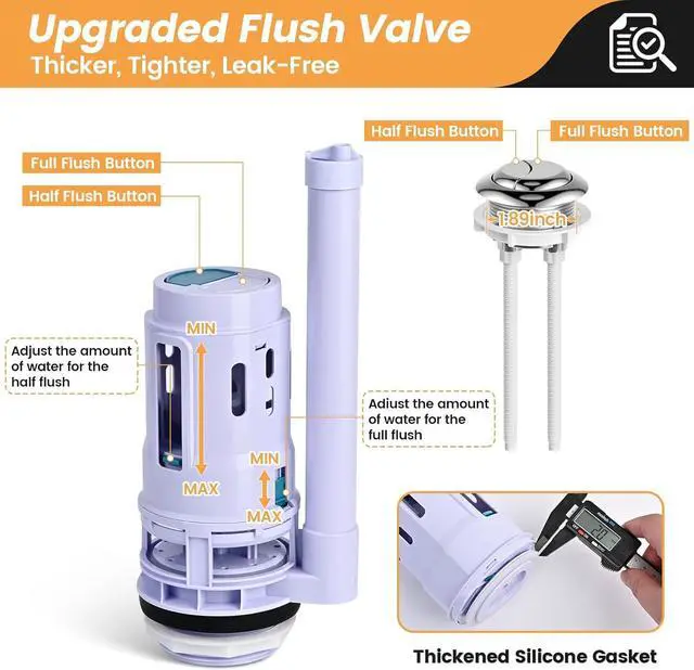 Alt view image 6 of 7 - 3-Inch Dual Flush Valve Replacement Kit for 2-Piece Toilets, Universal Toilet Repair Kit with Push Button, Fill Valve, Gasket & Bolts,Compatible with Glacier Bay, Kohler, American Standard, and Toto