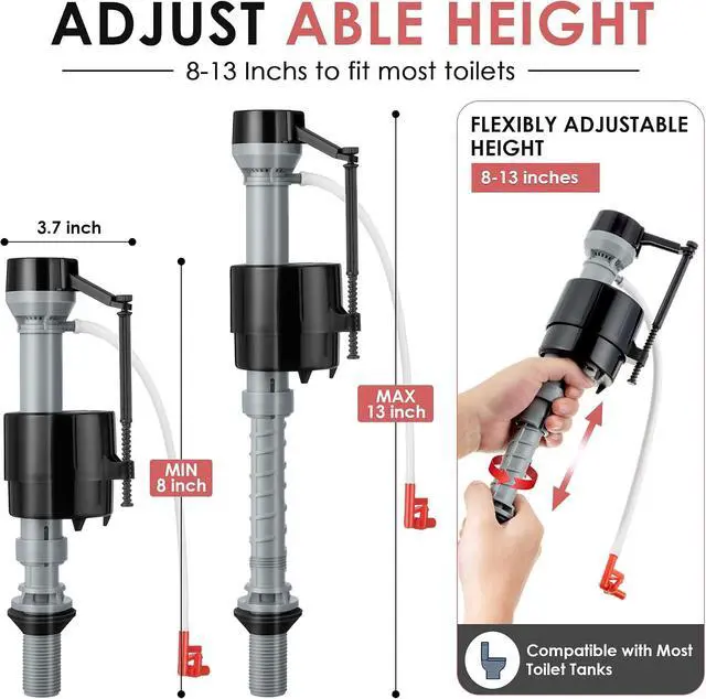 Alt view image 2 of 7 - 6 Sets Toilet Float Replacement Kit, Universal Toilet Flusher Replacement Kit and 2 Inch Flapper Replacements, High-Performance Tank Water Control and Fill Valve
