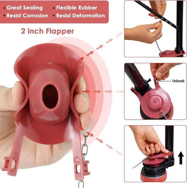 Alt view image 3 of 7 - 6 Sets Toilet Float Replacement Kit, Universal Toilet Flusher Replacement Kit and 2 Inch Flapper Replacements, High-Performance Tank Water Control and Fill Valve