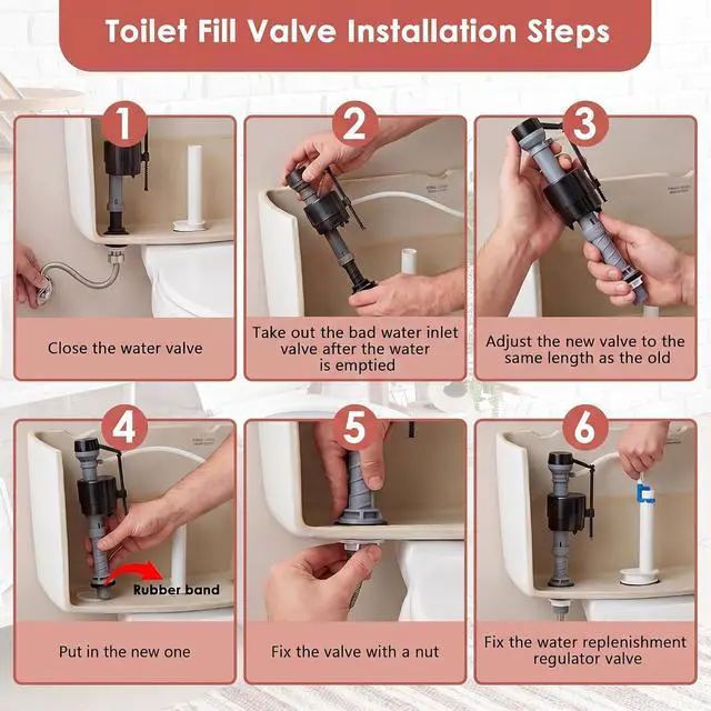 Alt view image 7 of 7 - 6 Sets Toilet Float Replacement Kit, Universal Toilet Flusher Replacement Kit and 2 Inch Flapper Replacements, High-Performance Tank Water Control and Fill Valve