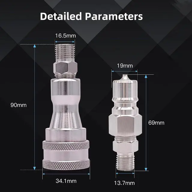 Alt view image 2 of 7 - 2PCS M14 to M16 Hydraulic Quick Connect Adapter, Metric M14 Female M16 Male Hydraulic Fitting for AGT Mini Excavator Hydraulic Hose