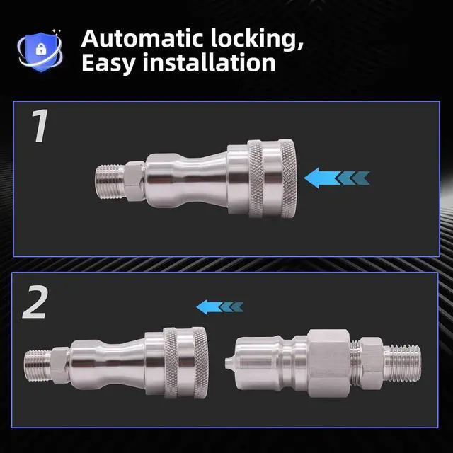 Alt view image 5 of 7 - 2PCS M14 to M16 Hydraulic Quick Connect Adapter, Metric M14 Female M16 Male Hydraulic Fitting for AGT Mini Excavator Hydraulic Hose