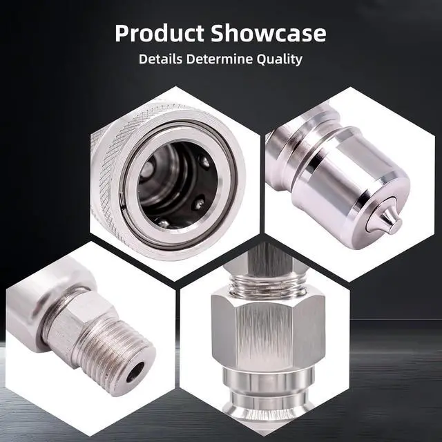 Alt view image 6 of 7 - 2PCS M14 to M16 Hydraulic Quick Connect Adapter, Metric M14 Female M16 Male Hydraulic Fitting for AGT Mini Excavator Hydraulic Hose