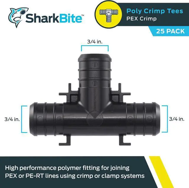 Alt view image 2 of 5 - 3/4 Inch Poly Crimp Tee, Pack of 25, PEX Pipe, PE-RT, UP370