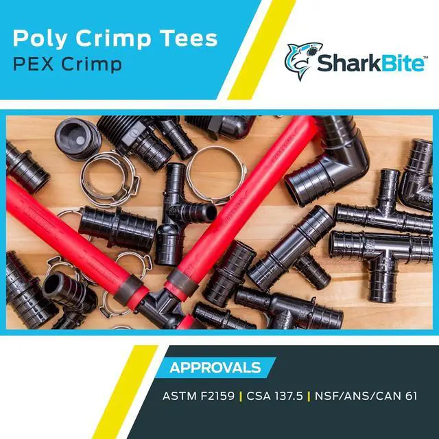 Alt view image 5 of 5 - 3/4 Inch Poly Crimp Tee, Pack of 25, PEX Pipe, PE-RT, UP370