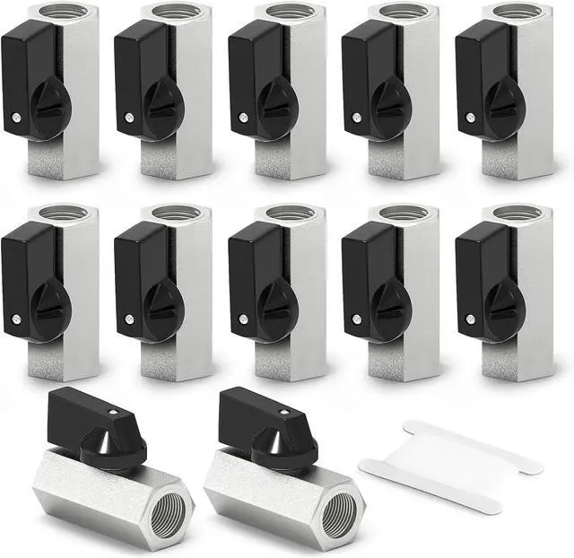 Main image of 12PCS Mini Brass Ball Valve Shut Off Switch, 3/8 Inch Female x 3/8 Inch Female Thread Pipe Fitting