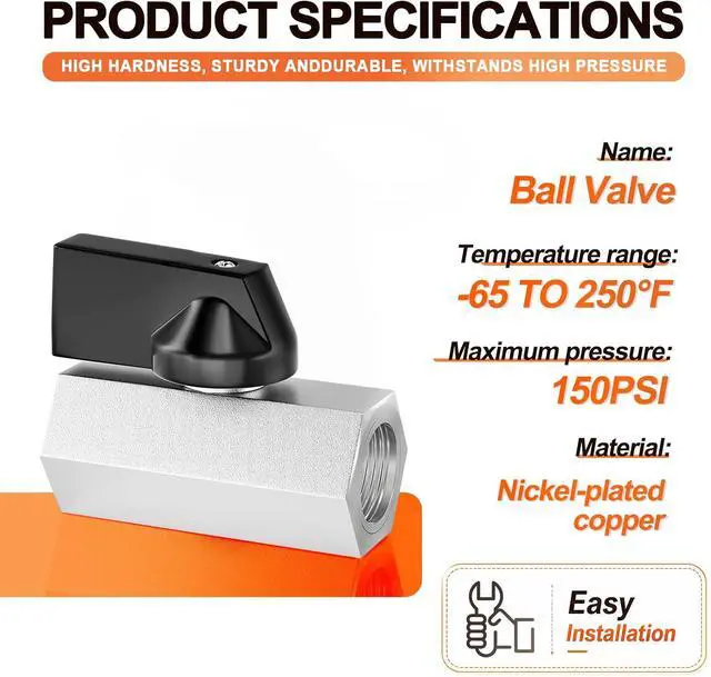 Alt view image 2 of 7 - 12PCS Mini Brass Ball Valve Shut Off Switch, 3/8 Inch Female x 3/8 Inch Female Thread Pipe Fitting