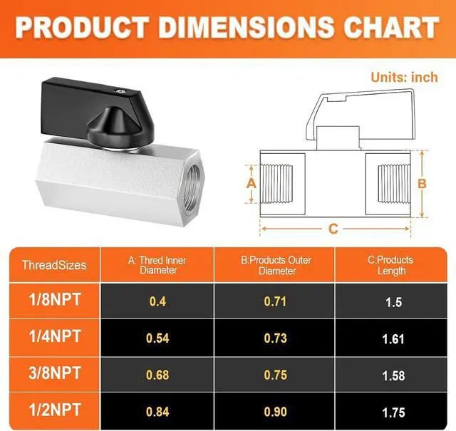 Alt view image 3 of 7 - 12PCS Mini Brass Ball Valve Shut Off Switch, 3/8 Inch Female x 3/8 Inch Female Thread Pipe Fitting