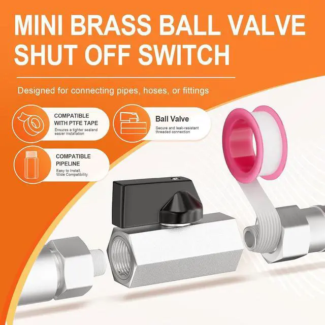 Alt view image 5 of 7 - 12PCS Mini Brass Ball Valve Shut Off Switch, 3/8 Inch Female x 3/8 Inch Female Thread Pipe Fitting