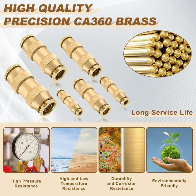 Alt view image 3 of 6 - 48pcs Quick Connect Brass DOT Air Line Fittings Straight Union 1/4 3/8 5/16 5/32 1/8 1/2 Tube Push to Connect Fittings Air Suspension Fittings Straight Air Brake Union Push Lock Fittings