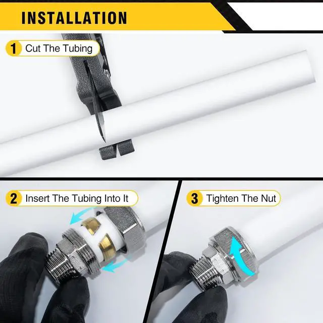 Alt view image 5 of 5 - 5PCS 3/4" Straight Air Pipe Fittings, 3/4" Tubing x 1/2" Male NPT Threads Adapter Fittings, Brass-Nickel Plated, Seal Taped Needed, 1-PC For Garage Shop Compressed Air Piping System