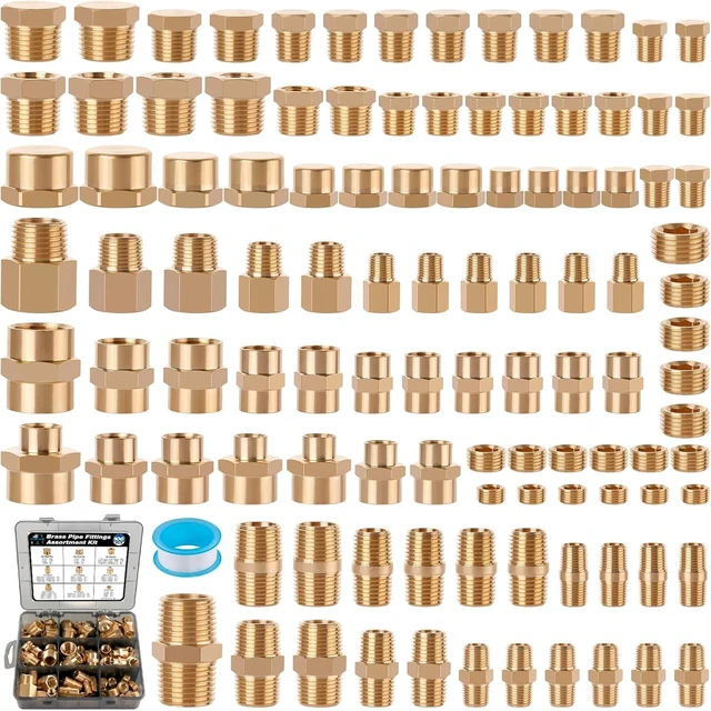 Main image of 106PCS Brass Pipe Fittings Assortment Kit 1/8", 1/4", 3/8", 1/2" NPT