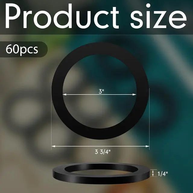 Alt view image 2 of 7 - 60 Pack 3" Camlock Gasket Fitting Cam Lock Hose Seal for Female Coupler Cam Groove Replacement Rubber Washer Black Rubber Gasket Ring Large Replacement Strainer for Pool Plunger Valves